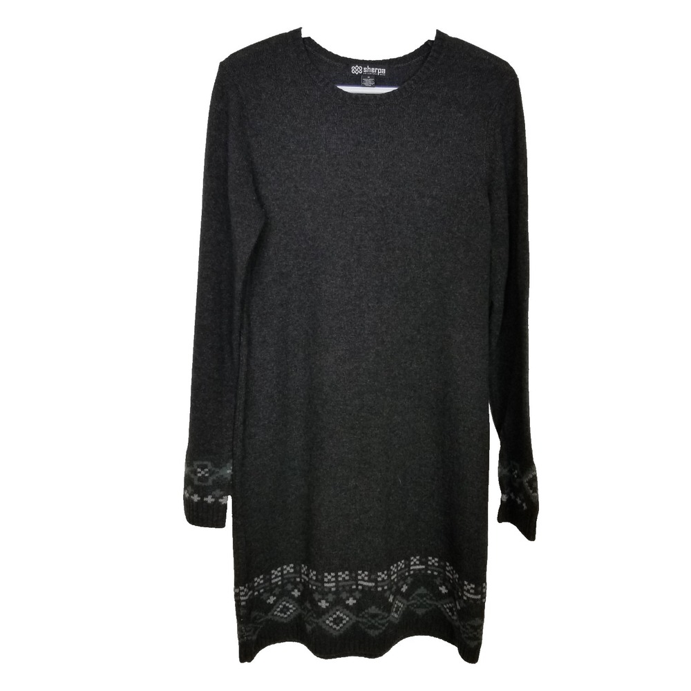 Sherpa Adventure Gear Women Merino Wool Alpaca Blend Sweater Dress Sz M‎ Gray
